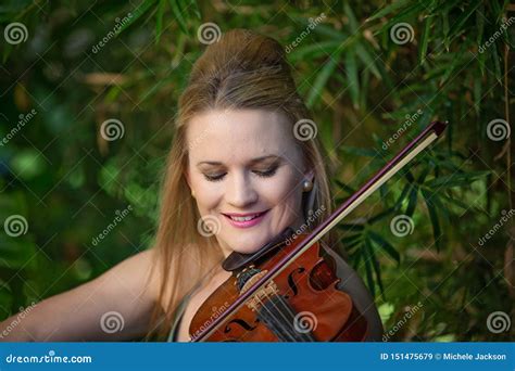 Beautiful Violinist Playing Her Vintage Instrument Stock Image Image