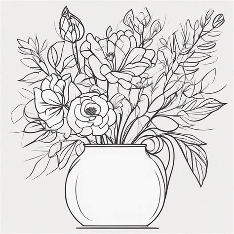 Flower Bouquet Colouring Page One Design Only Etsy