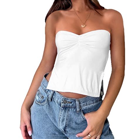 Wassery Women Sexy Strapless Tube Top Summer Going Out Tops Twist Knot