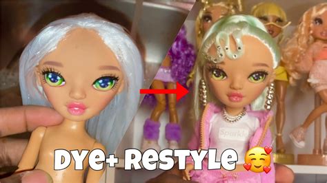 DYEING RESTYLING ONE OF THE NEW COLOR CREATE RAINBOW HIGH DOLLS