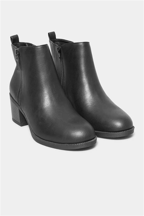 Black Side Zip Block Heel Boots In Wide E Fit And Extra Wide Eee Fit