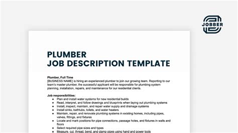 Plumber Job Description Guide Free Template