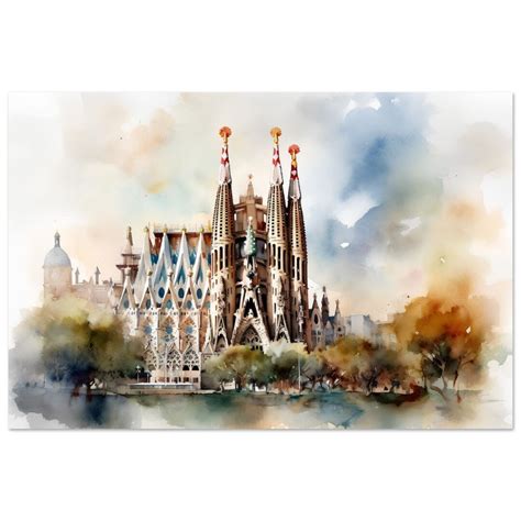 Sagrada Familia Art Print Of A Watercolour Watercolor Wall Etsy