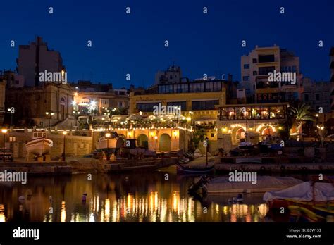 St Julians Bay, Malta. This area is the heart of Malta's nightlife ...