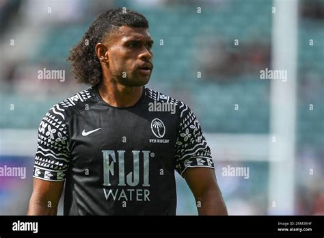 Simione Kuruvoli of Fiji during the pre-game warmup during the 2023 Summer Series match England ...