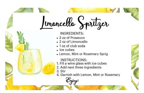 Limoncello Spritzer Cards Actual Cards Order As Many As You Need