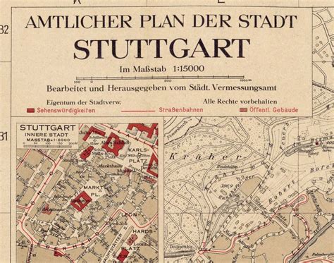 Old Map Of Stuttgart Germany 1925 Vintage Map Vintage Maps And Prints