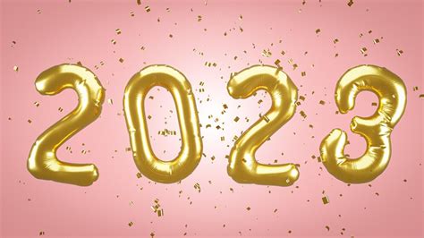 Premium Photo 3d Rendered Golden Balloons 2023 And Golden Particles Anniversary Sign For Newyear