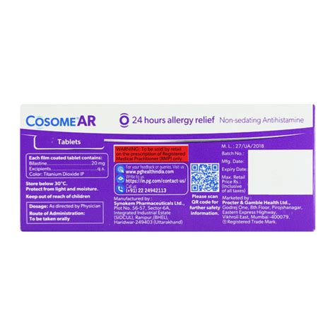 Cosome Ar Tablet S Price Uses Side Effects Netmeds