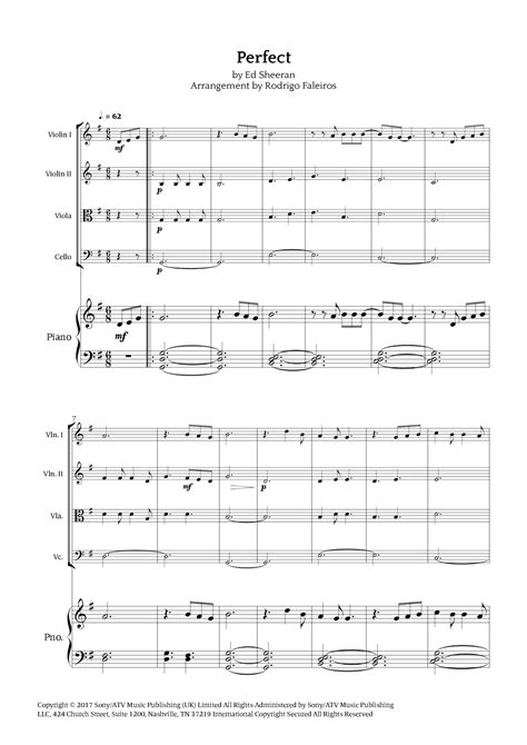 Perfect Arr Rodrigo Faleiros By Ed Sheeran Sheet Music For String