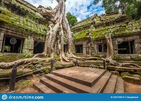 Ancient Buddhist Khmer Temple In Angkor Wat Cambodia Ta Prohm Prasat