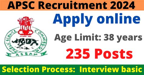 APSC Jobs Notification 2024 Apply Online For 235 Combined Competitive