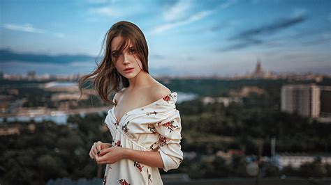 Bokeh Ksenia Kokoreva Mujeres Al Aire Libre Cara Paisaje Urbano