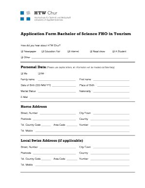 Fillable Online Htwchur BApplication Formb HTW Chur Fax Email Print