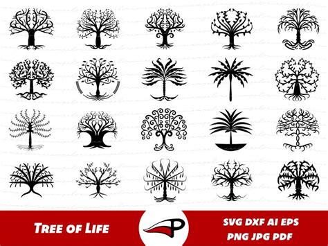 Tree Of Life Svg Bundle Celtic Tree Png Gothic Tree Clipart Stencils