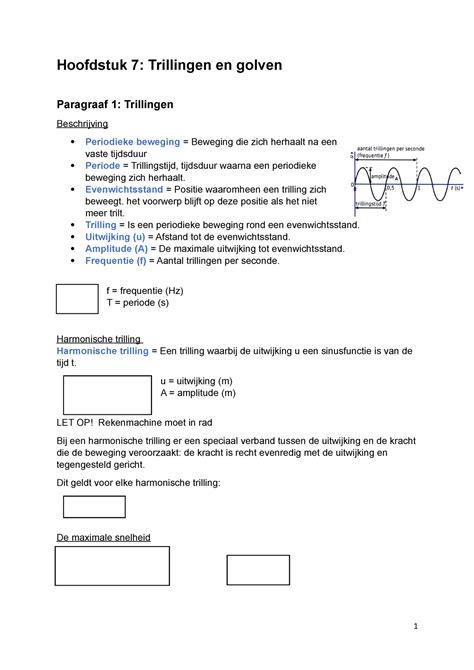 Hst Samenvatting Na Hoofdstuk Trillingen En Golven Paragraaf