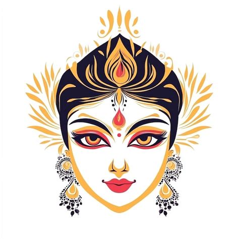 Goddess Durga Face In Happy Durga Puja Subh Navratri Indian Festival