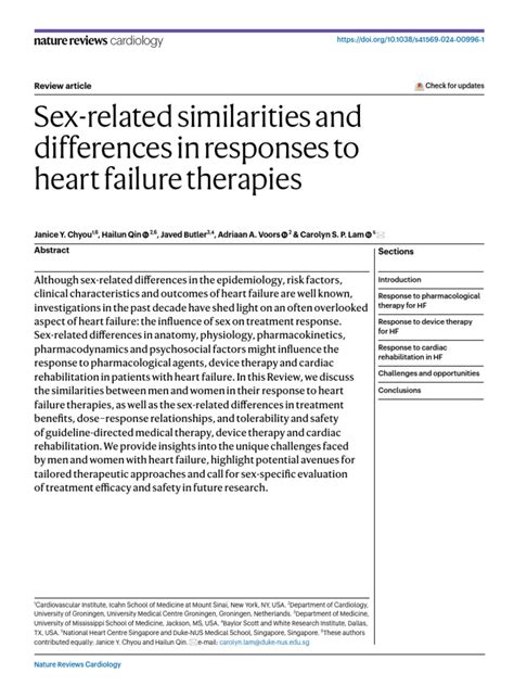 Nature Sex Related Similarities And Differences In Responses To Heart