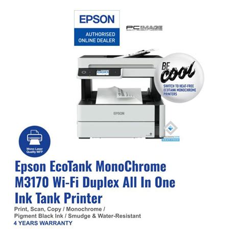 Epson Ecotank Monochrome M3170 Wifi All In One Ink Tank Printer Pc Image