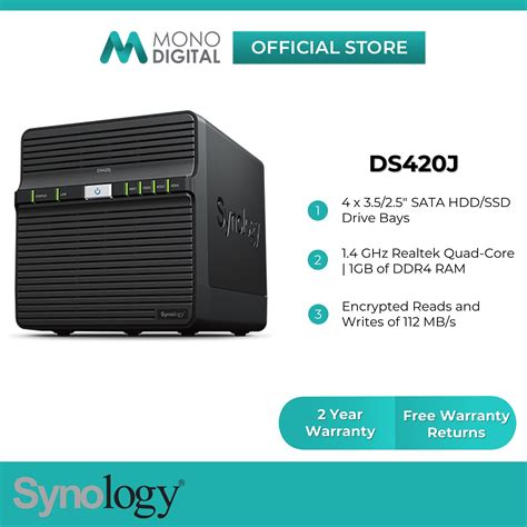 Synology DS420J NAS DiskStation 4 Bays NAS Quad Core Processor External