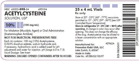 Rx Item Acetylcysteine 10 Inh Sol 100mg Ml 25x4 Ml Vial By