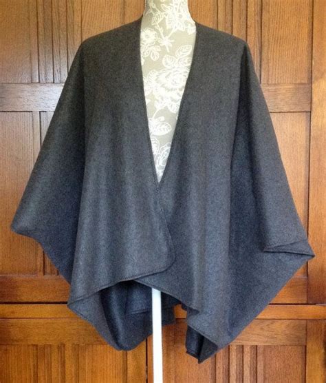 Handmade Fleece Shawl Wrap Ruana Kimono Sleeve Lxl Gray Solid By Glory