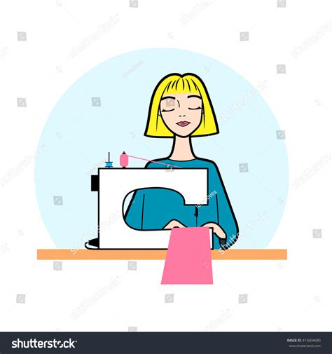 Dressmaker Illustration Cartoon Flat Girl Blonde Stock Vector Royalty