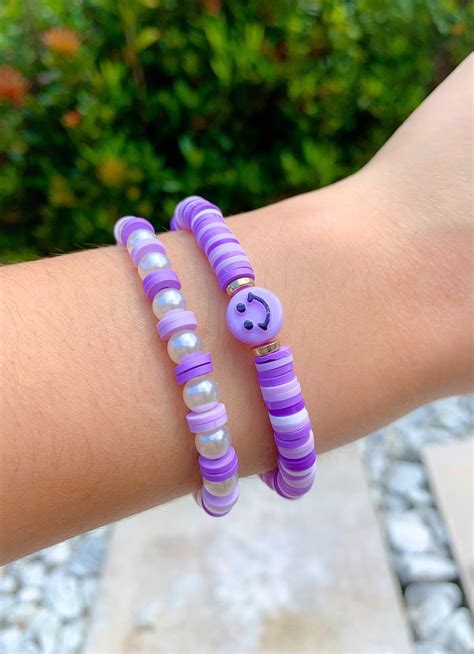 Lavender Stack Preppy Bracelets Trendy Cute Stackable Summer Bracelets