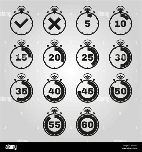 The Stopwatch Icon Set Of 14 Icons Clock And Watch Timer Countdown Symbol Ui Web Logo