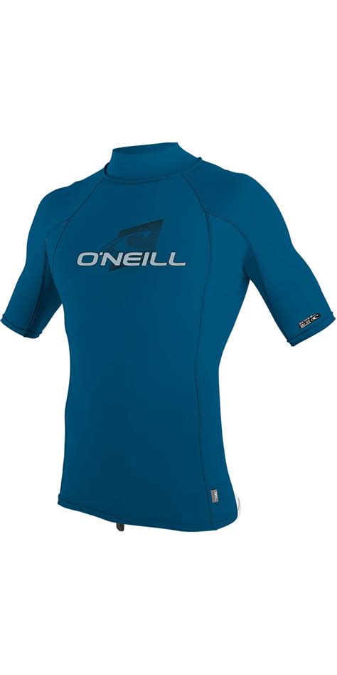 2020 Oneill Mens Skins Short Sleeve Rash Vest 4517 Blue Wetsuits