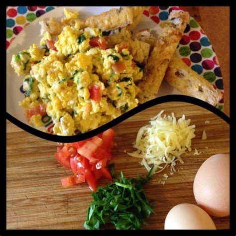 Tomato And Spinach Scrambled Eggs Real Recipes From Mums