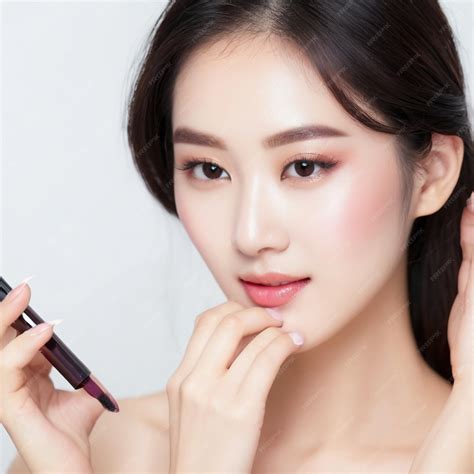 Premium Photo Beautiful Asian Woman Makeup Trial For Flawless Look