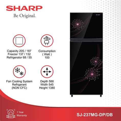 Jual SHARP SJ 237MG DP DB Kulkas 2 Pintu Shine Magneglass Kota