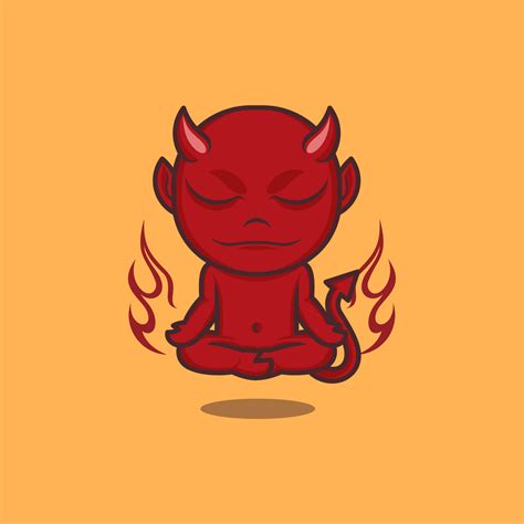 Meditating Cute Cartoon Devil 20792364 Vector Art At Vecteezy