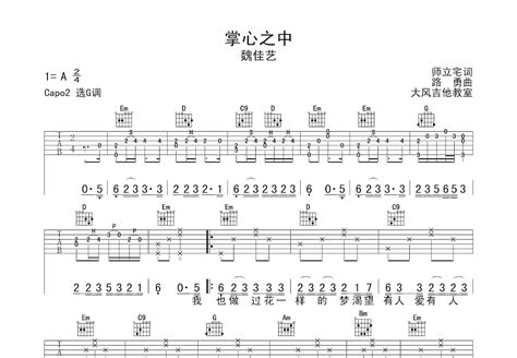 掌心之中吉他谱 魏佳艺 G调弹唱81 专辑版 吉他世界