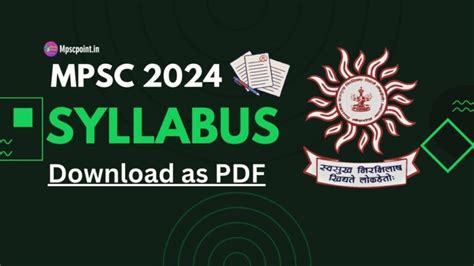 MPSC Syllabus 2024 Prelim And Mains PDF In Maharashtra