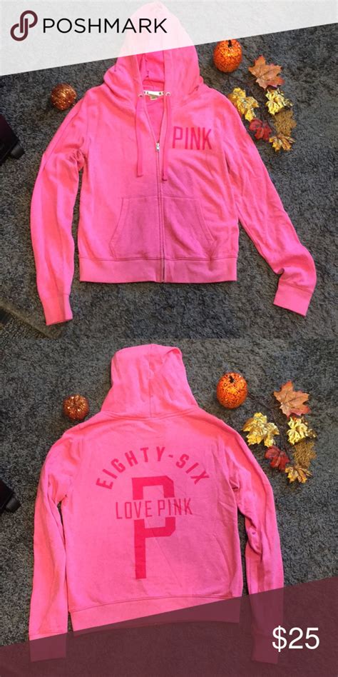 Pink Zip Up Hot Pink Zip Up Jacket Pink Victorias Secret Tops Sweatshirts And Hoodies Pink Zip