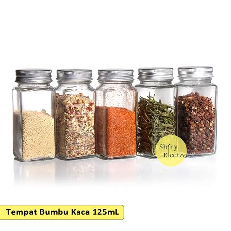 Jual Tempat Botol Bumbu Stainless Steel Kaca Cabe Cabai Garam Lada