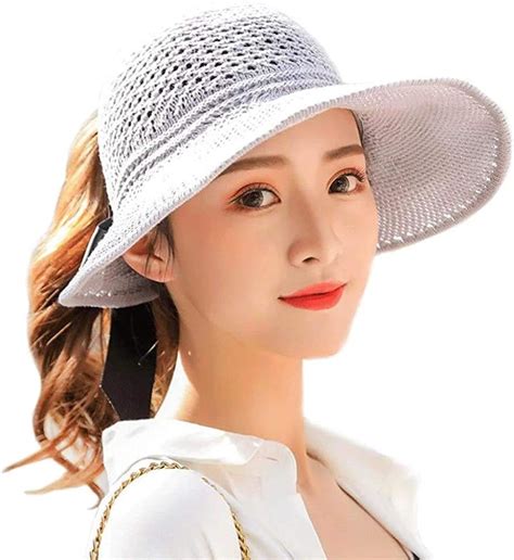 Jlmmen Beach Foldable Straw Wide Brim Travel Caps Sun Visor Hat Upf