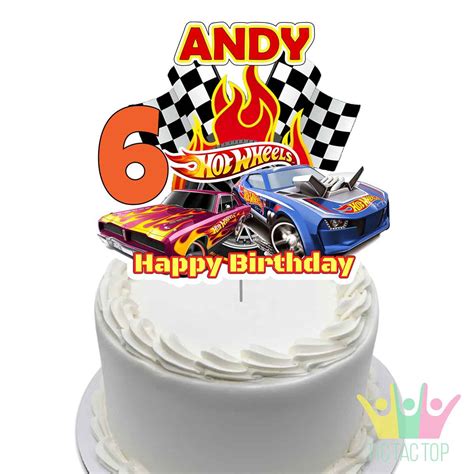 Hot Wheels Firey Personalised Cake Topper Tic Tac Top