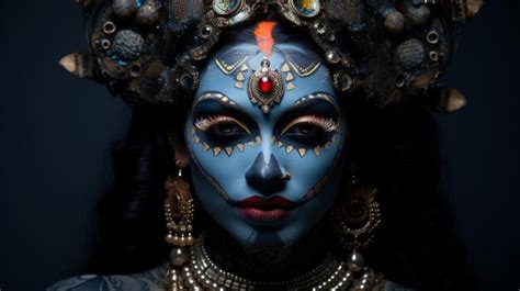 Idol Of Goddess Maa Kali At A Decorated Puja Pandal In Kolkata West