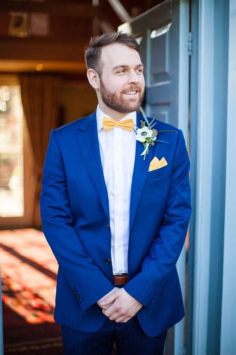 Introducing The New Trend Wedding Blue Suit Yellow Tie Jenniemarieweddings