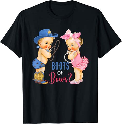 Amazon Cute Boots Or Bows Gender Reveal Party T Shirts Clothing