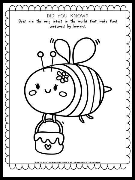 FREE Printable Bee With Honey Coloring Page And Fun Fact The Art Kit