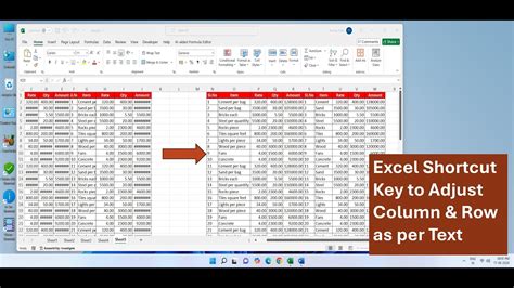 Excel Shortcut Key To Adjust Column And Row As Per Text Youtube