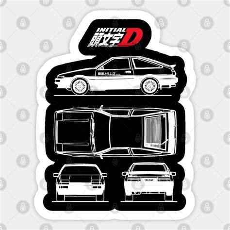 Initial D Ae86 Toyota Trueno Blueprint Trueno Ae86 Sticker Teepublic