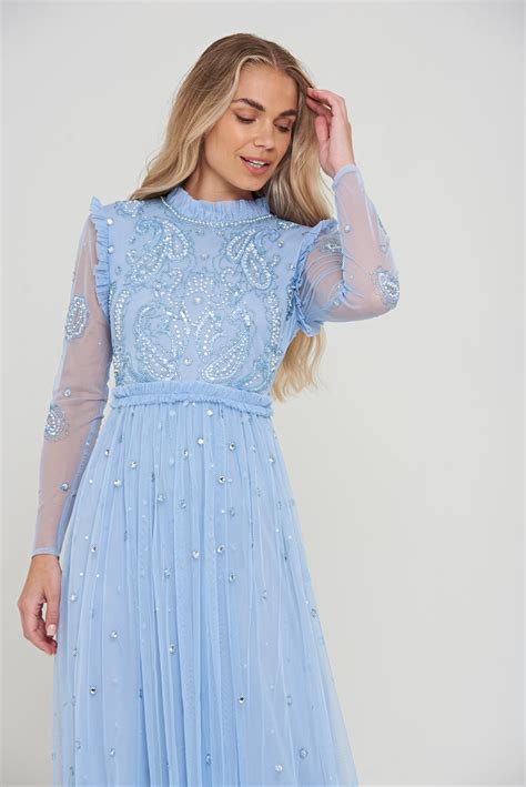 Isabel Long Sleeve Embellished Maxi Dress Frock And Frill