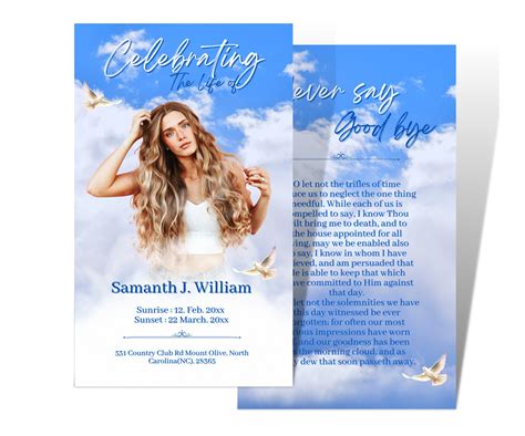 Minimalist Memorial Card Templatefuneral Favorsprintable Prayer Carddouble Sided Obituary