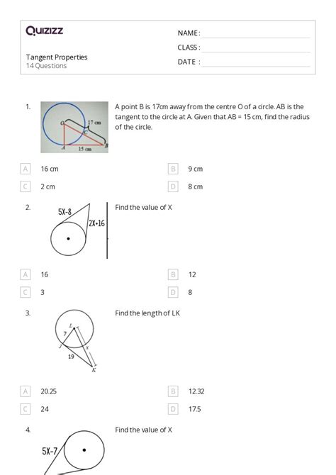 50 Tangent Lines Worksheets On Quizizz Free And Printable