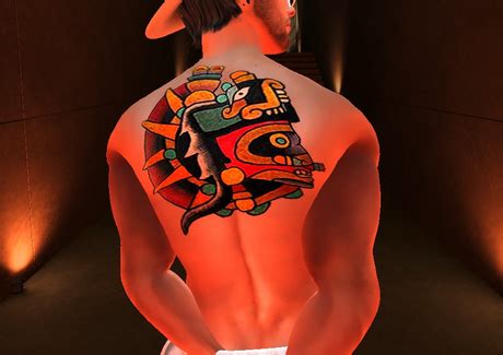 Second Life Marketplace - Agharti - Aztec Tonatiuh Tattoo Back BoM